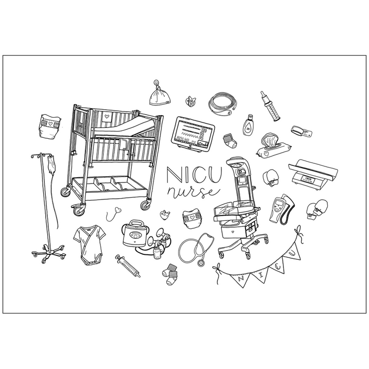 NICU Nurse Illustration Print