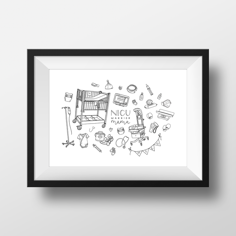 NICU Warrior Mama Illustration Print