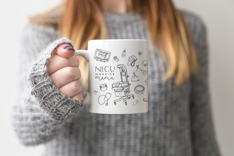 NICU Warrior Mama Illustration Mug