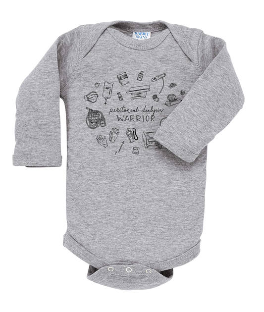 Peritoneal Dialysis Warrior Illustration Long Sleeve Baby Bodysuit