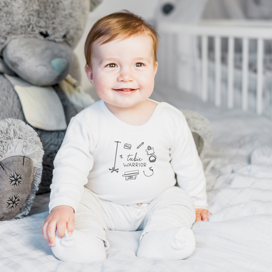 Tubie Warrior Illustration Long Sleeve Baby Bodysuit