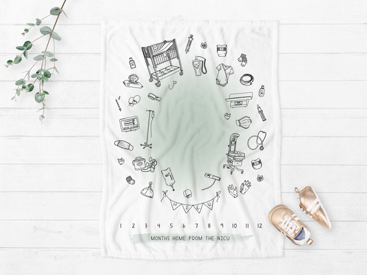 Mint NICU Milestone Minky Blanket
