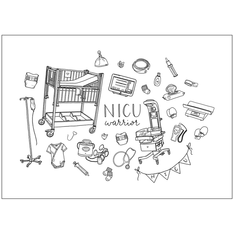 NICU Warrior Illustration Print