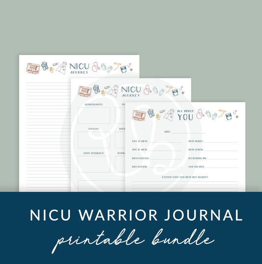 Printable NICU Warrior Journal Bundle