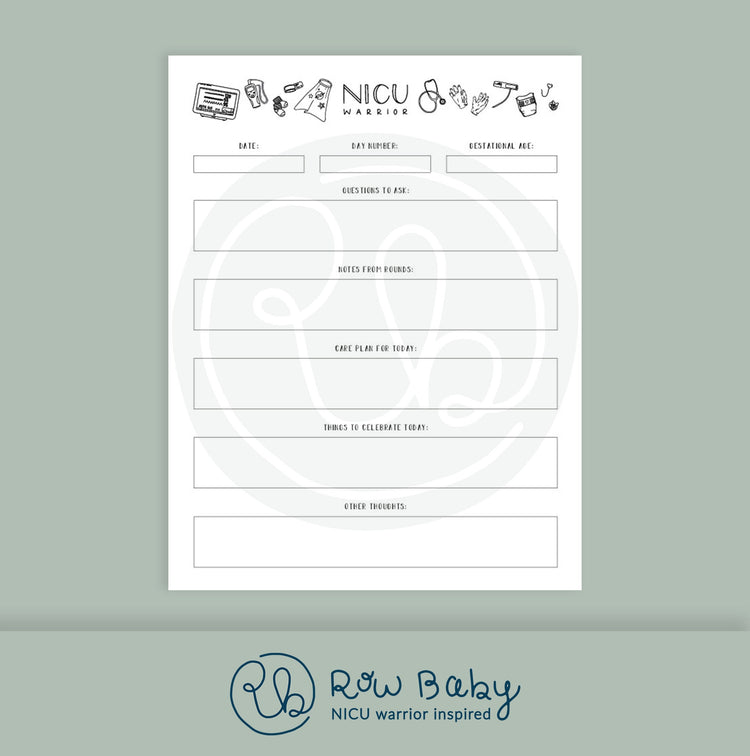 Printable NICU Mama Notes